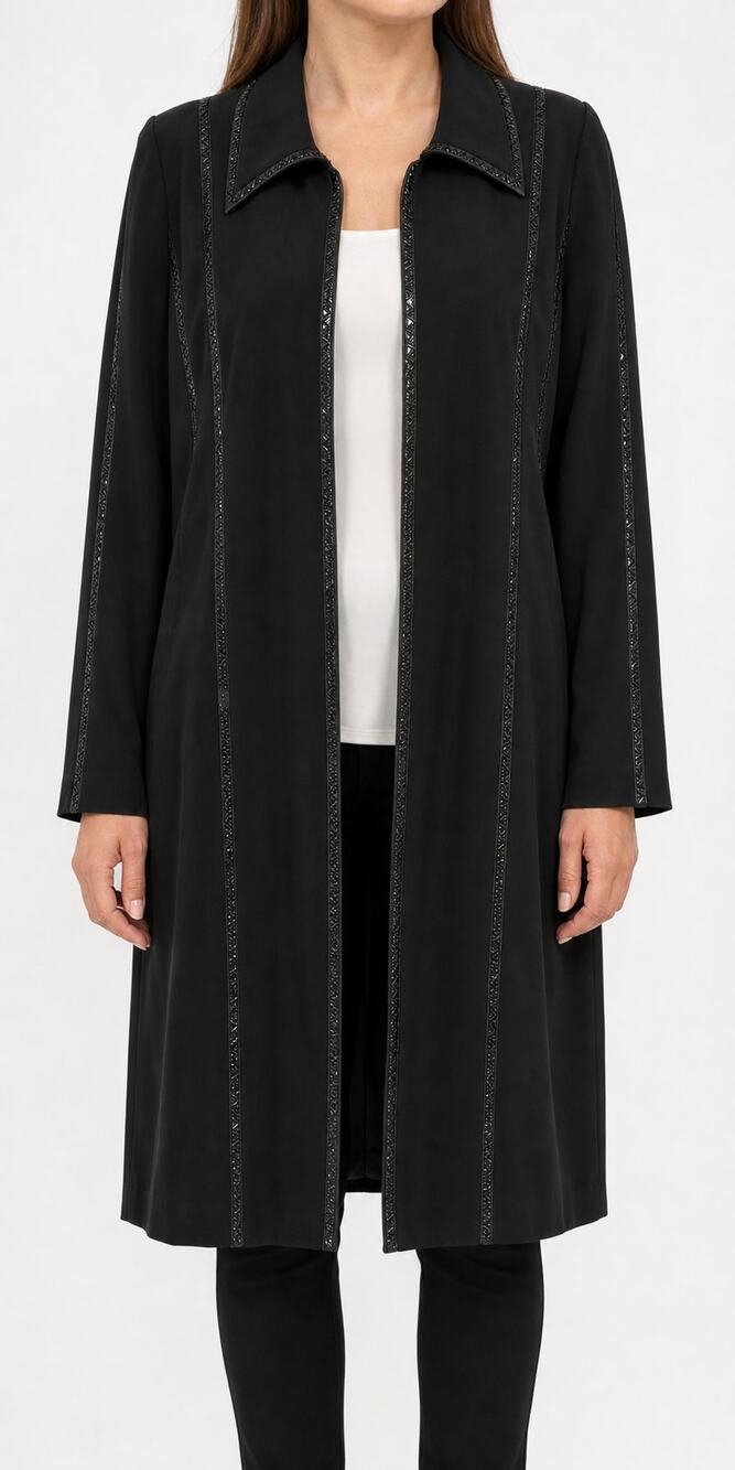 Princess Precious Collection Black Beaded Long Open Cape Blazer Jacket Size 18